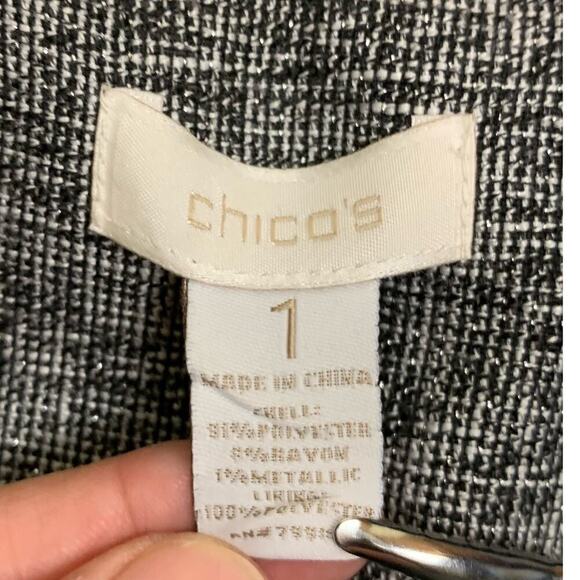 Chicos Metallic Silver Grey Three-Button Vest Size Med  8 - Picture 7 of 10